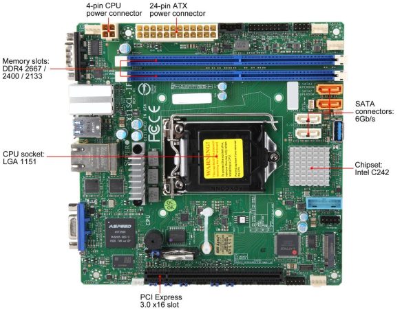 SUPERMICRO MBD-X11SCL-IF-O Mini ITX Server Motherboard LGA 1151 Intel C242 - Image 3