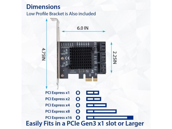 6 Port SATA III to PCIe 3.0 x1 NON-RAID Expansion Card - Image 4