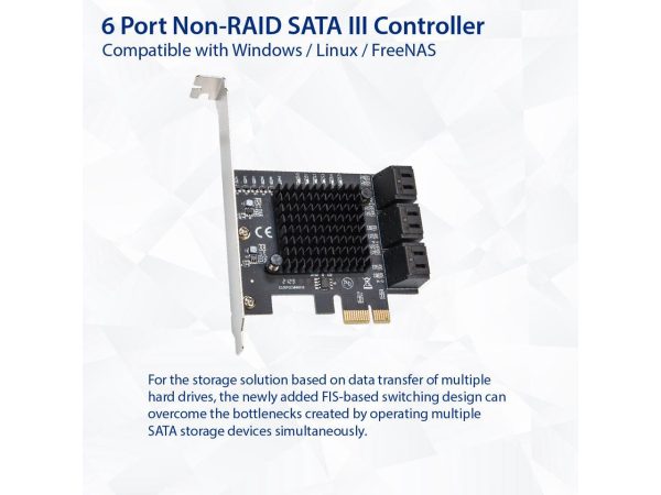 6 Port SATA III to PCIe 3.0 x1 NON-RAID Expansion Card - Image 2