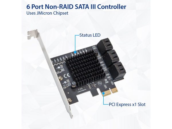 6 Port SATA III to PCIe 3.0 x1 NON-RAID Expansion Card - Image 5