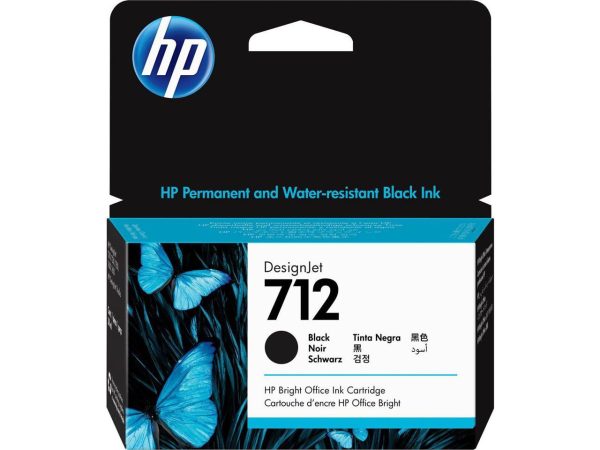 HP 712 38ml Black DesignJet Ink Cartridge, 3ED70A - Image 2