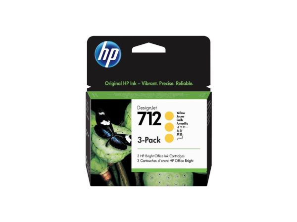 HP 712 3ED79A Yellow Original Ink Cartridge 3/Pack - Image 2