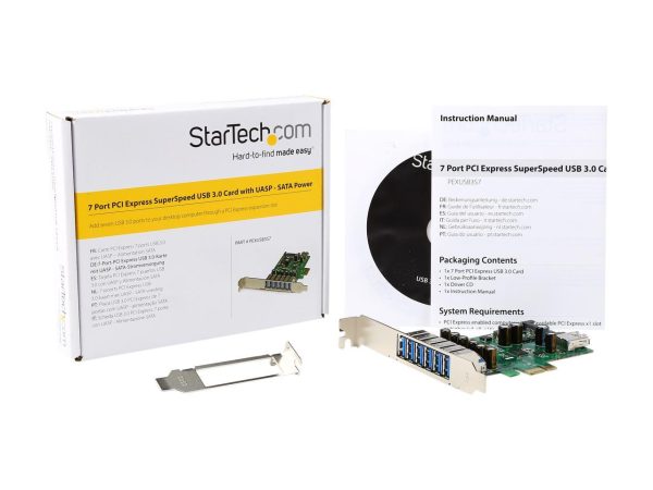 StarTech.com PEXUSB3S7 7 Port PCI Express USB 3.0 Card - Standard & Low-Profile - SATA Power - UASP Support - 1 Internal & 6 External USB 3.0 Ports - Image 5