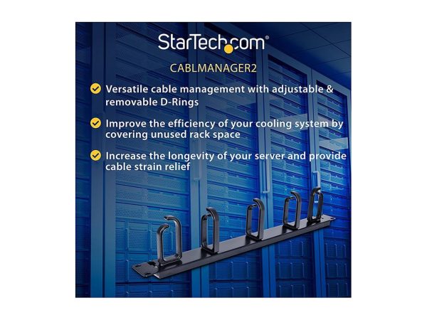 StarTech CABLMANAGER2 1U 19in Metal Rackmount Cable Management Panel - Image 5