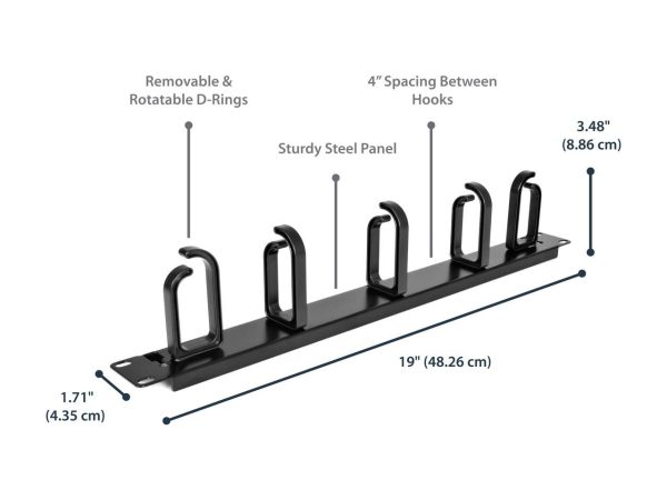 StarTech CABLMANAGER2 1U 19in Metal Rackmount Cable Management Panel - Image 2