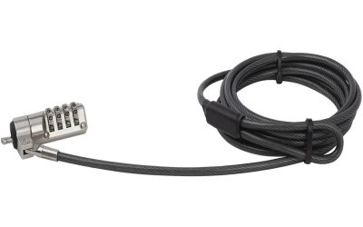 StarTech.com LTLOCK4D Laptop Cable Lock – With Swivel Hinge – 2m / 6.5′ Steel Cable – Portable 4-Digit Combination Lock – Locking Security Cable