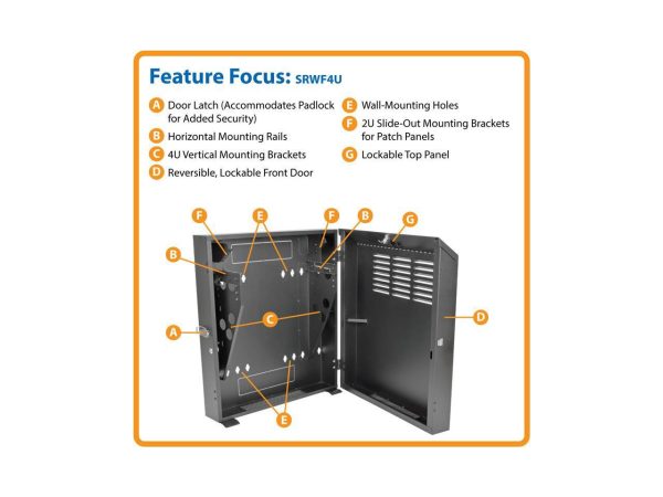 Tripp Lite SmartRack 4U Low-Profile Vertical-Mount Switch-Depth Wall-Mount Rack Enclosure Cabinet - Image 2