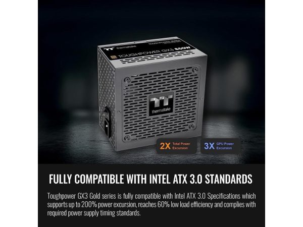 Thermaltake Toughpower GX3 850W 80Plus Gold SLI/Crossfire Ready ATX 3.0 Power Supply; PCIe5 12VHPWR Connector included; PS-TP - Image 3