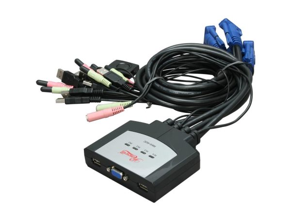 Rosewill RKV-4UC 4 Port USB Cable KVM, 0.9m Cable Built with Speaker MIC Remote Flip Button - Retail - Image 2