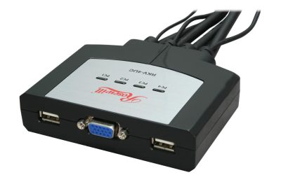 Rosewill RKV-4UC 4 Port USB Cable KVM, 0.9m Cable Built with Speaker MIC Remote Flip Button – Retail