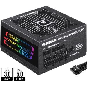 ENERMAX Revolution D.F. X 850W Full Modular, 80 Plus Gold, ATX 3.0 & PCIe 5.0 Ready, Native 600W 12VHPWR Connector, Industrial- Grade 100% Japanese Capacitors, ARGB Side Panel Power Supply