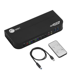 SIIG CE-KV0E11-S1 2x1 HDMI 4K HDR KVM USB 3.0 Switch with Remote Control