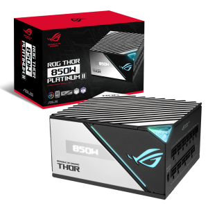ASUS ROG Thor 850W Platinum II (850Watt, Fully Modular Power Supply, 80+ Platinum, Lambda A++ Certified, ROG heatsinks, 135mm PWM fan, 0dB Mode, OLED Panel, Sleeved Cables, Aura Sync)