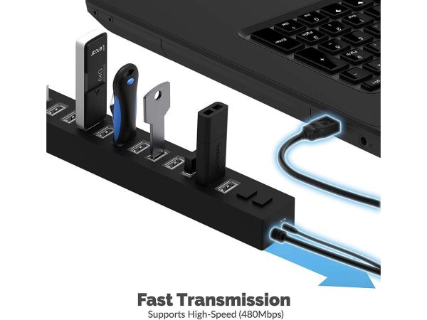 Sabrent 13 Port High Speed USB 2.0 Hub with Power Adapter and 2 Control Switches (HB-U14P) - Image 5