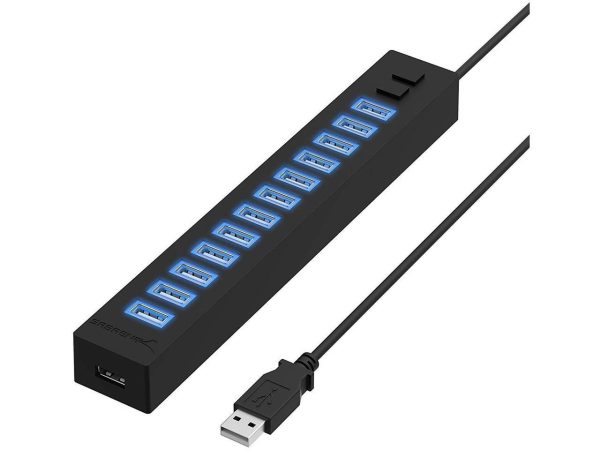 Sabrent 13 Port High Speed USB 2.0 Hub with Power Adapter and 2 Control Switches (HB-U14P)