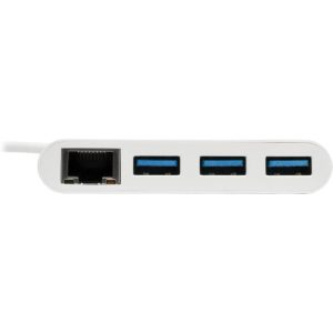 Tripp Lite U460-003-3AG 3-Port USB 3.1 Gen 1 Portable Hub, USB-C to (x3) USB-A, with Gigabit Ethernet Port