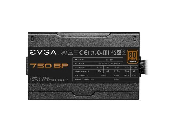 EVGA 750 BP, 80+ BRONZE 750W, 3 Year Warranty, Compact 120mm Size, Power Supply 100-BP-0750-K1 - Image 5