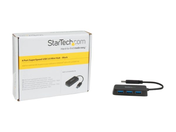 StarTech.com ST4300MINU3B 4 Port USB 3.0 Hub - Built-in Cable - Compact - SuperSpeed - Black - USB Splitter - USB Port Expander - USB 3 Hub - Image 5