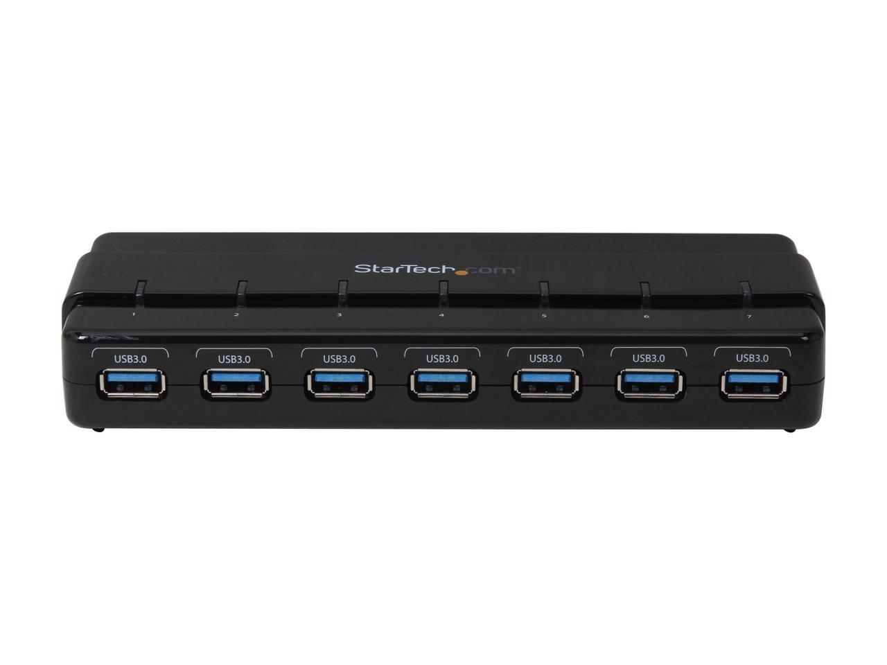StarTech.com ST7300USB3B 7 Port USB 3.0 Hub - 7 x SuperSpeed USB 3.0 - with Power Adapter - USB 3 Hub - USB Splitter - Powered USB 3.0 Hub - USB Extender - Image 2