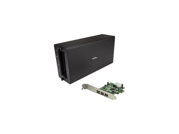 StarTech.com BNDTB1394B3 Aluminum / Steel Black 1 x LP4 (4 pin, Molex Large Drive Power) Male
1 x PCI Express x16 Female 1 x FireWire 400 (6 pin, IEEE 1394a) Female
2 x FireWire 800 (9 pin, IEEE 1394b) Female
2 x Thunderbolt 3 USB-C (24-pin
