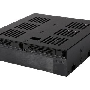 ICY DOCK MB322SP-B ExpressCage 2 x 2.5" SATA/SAS HDD/SSD to 5.25" Mobile Rack w/ 3.5" HDD/Device Slot