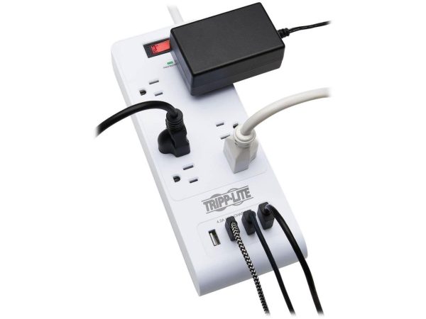 Tripp Lite 15ft 6-Outlet 4 USB Surge Protector Power Strip White TLP64USBRA15 - Image 4