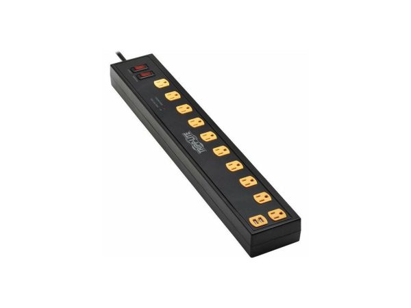 Tripp Lite Protect It! 10-Outlet Surge Protector with Swivel Light Bars - 5-15R Outlets, 2 USB Ports, 6 ft. (1.8 m) Cord, 1350 Joules, Black - TLP1006USB - Image 4