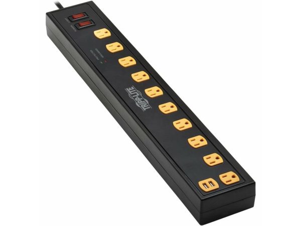 Tripp Lite SURGE PROTECTOR 10-OUTLET 2-USB SWIVEL LIGHT BARS 10FT CORD BLACK -TLP1010USB - Image 3