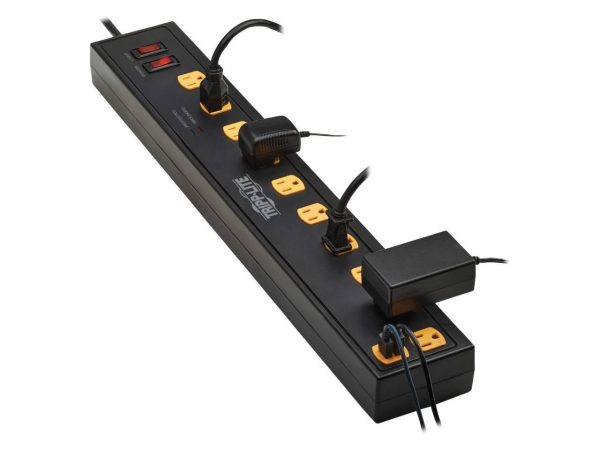 Tripp Lite SURGE PROTECTOR 10-OUTLET 2-USB SWIVEL LIGHT BARS 10FT CORD BLACK -TLP1010USB