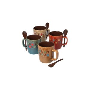 Mr. Coffee 8-Piece Cafe Americano Mug Set with Spoons