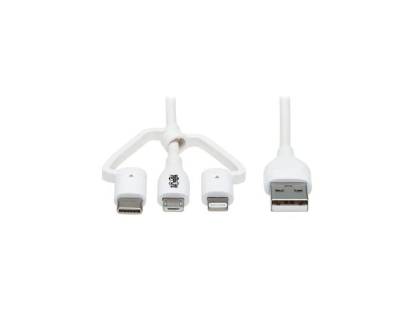 Tripp Lite 4ft Safe-IT Universal USB-A to Lightning USB Micro-B and USB-C Cable