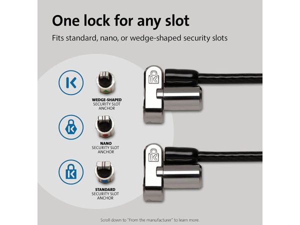 Kensington Universal 3-In-1 Keyed Cable Lock - Twin Lockheads For Laptops & Other Devices (K63380Ww) - Image 3