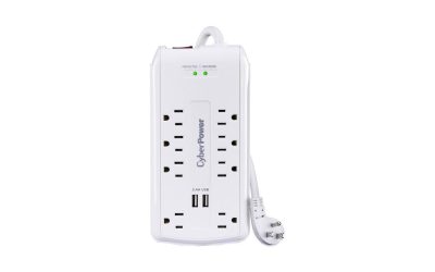 CyberPower 120V 8 Outlets 2-USB 2.4A EMI/RFI 6.0 Feet Cord White