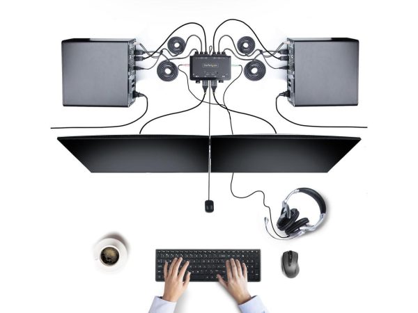 StarTech 2-Port Dual-Monitor DisplayPort Cable KVM Switch C2DD46UA2CBLKVM - Image 2