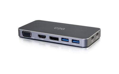 C2G 54439 C2G USB C DUAL DISPLAY DOCK WITH HDMI, DISPLAYPORT, VGA & POWER DELIVERY