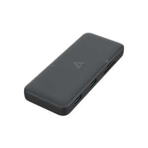 V7 USB-C Mini Dock Dual 4K Display - for Computer - Memory Card Reader - SD, microSD - 100 W - 2 Displays Supported - 4K - 3840 x 2160 - USB Type-A - USB Type-C - Network (RJ-45) - HDMI - Black - Giga