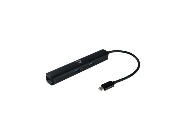 V7 USB-C Mini Dock 4K Display - for Computer - 85 W - USB Type C - 4K - 3840 x 2160 - USB Type-A - USB Type-C - Network (RJ-45) - HDMI - Black - Wired - Gigabit Ethernet