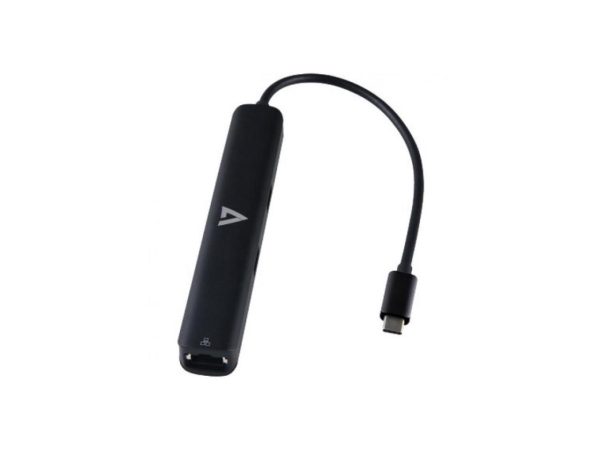 V7 USB-C Mini Dock 4K Display - for Computer - 85 W - USB Type C - 4K - 3840 x 2160 - USB Type-A - USB Type-C - Network (RJ-45) - HDMI - Black - Wired - Gigabit Ethernet - Image 5
