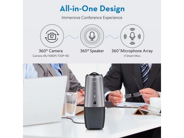 COOLPO AI HUDDLE PANA - 360 DEGREE MEETING PRO 1080P AUTOMATIC VIDEO CONFERENCING CAMERA, 4k camera with Microphone,15 ft Voice Pickup, USB Plug and Play, Conference Webcam for Zoom Skype Hangout - Image 2