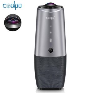 COOLPO AI HUDDLE PANA - 360 DEGREE MEETING PRO 1080P AUTOMATIC VIDEO CONFERENCING CAMERA, 4k camera with Microphone,15 ft Voice Pickup, USB Plug and Play, Conference Webcam for Zoom Skype Hangout