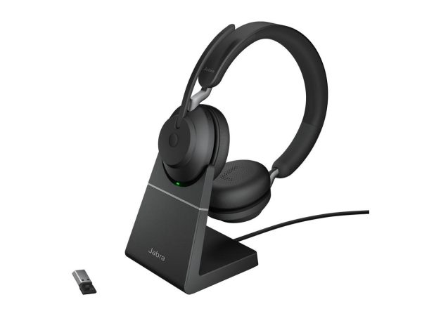 Jabra Evolve2 65 USB-A UC Stereo with Charging Stand - Black Wireless Headset / Music Headphones