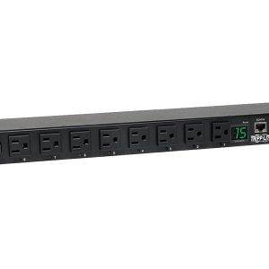 Tripp Lite 1.4 kWatts Single-Phase Switched PDU, LX Platform Interface, 120V Outlets (8 x 5-15R), NEMA x 5-15P, 12.0 Feet Cord, 1U Rack, TAA (PDUMH15NET2LX)
