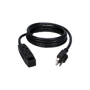QVS PC3PX-10-2PK 2Pk 3Out 3 Prong 10Ft Power Extension Cord