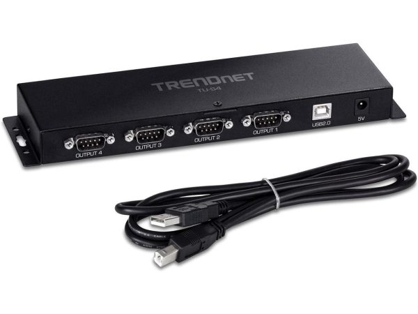 TRENDnet TU-S4, 4-Port USB to Serial RS232 Hub, Black - Image 3