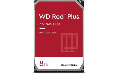 WD Red Plus WD80EFPX 8 TB Hard Drive – 3.5″ Internal – SATA (SATA/600) – Conventional Magnetic Recording (CMR) Method – NAS, Desktop PC Device Supported – 5640rpm – 180 TB TBW – 3 Year Warranty –