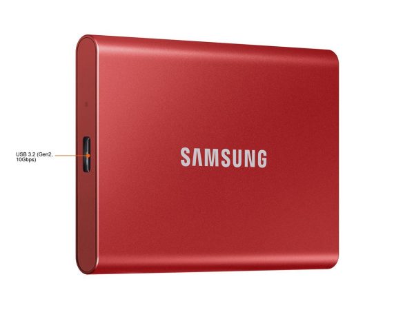 SAMSUNG T7 Portable SSD 1TB - Up to 1050 MB/s - USB 3.2 Gen 2 External Solid State Drive, Red (MU-PC1T0R/AM) - Image 3