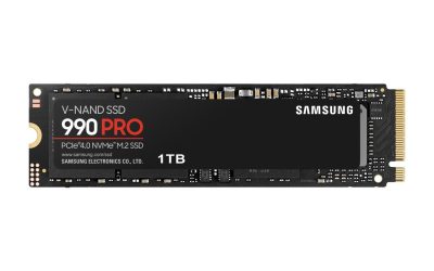 SAMSUNG SSD 990 PRO 1TB, PCIe 4.0 M.2 2280, Seq. Read Speeds Up-to 7,450MB/s (MZ-V9P1T0B/AM)
