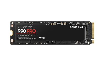SAMSUNG SSD 990 PRO 2TB, PCIe 4.0 M.2 2280, Seq. Read Speeds Up-to 7,450MB/s (MZ-V9P2T0B/AM)