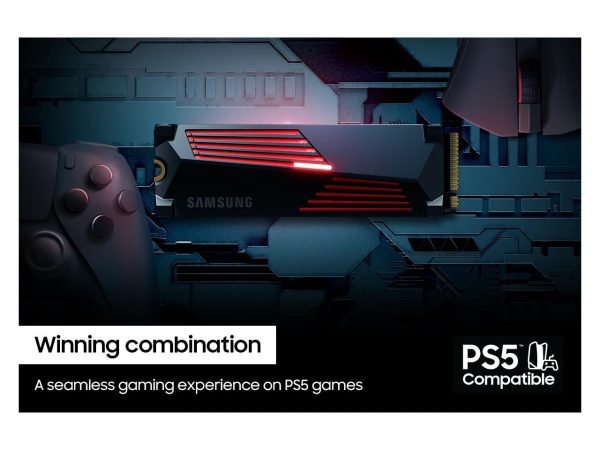 SAMSUNG SSD 990 PRO with Heatsink 2TB, PCIe 4.0, Sew. Read Speeds Up-to 7,450MB/s, Compatible with PlayStation®5 (MZ-V9P2T0CW) - Image 4