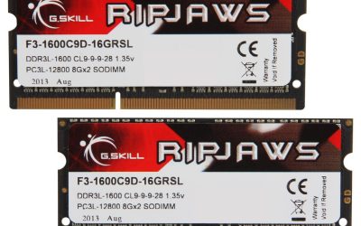 G.SKILL Ripjaws Series 16GB (2 x 8GB) 204-Pin DDR3 SO-DIMM DDR3L 1600 (PC3L 12800) Laptop Memory Model F3-1600C9D-16GRSL